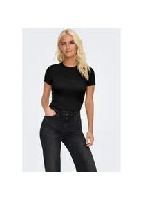 Kurzarmshirt Only "ONLVAL &ndash; Basic-Shirt mit Stretchkomfort f&uuml;r jeden Tag", Damen, Gr. L, schwarz, Jersey, Obermaterial: 95% Baumwolle, 5% Elasthan, unifarben, regular fit, Rundhals, Shirts, regular fit, modisch, Jersey, Baumwollmischung, Rundhals