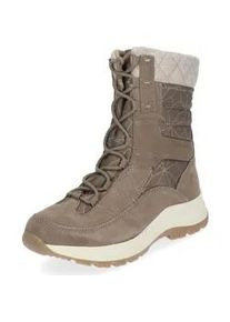Schn&uuml;rstiefelette Tamaris "Tamaris Stiefelette Leder/Textil", Damen, Gr. 40, grau (taupe), Leder, Textil, Schuhe Schn&uuml;rstiefelette