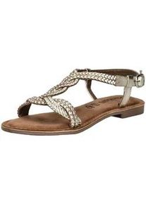 Riemchensandale Lazamani "Lazamani Sandalen Leder", Damen, Gr. 37, gold, Leder, Schuhe Riemchensandale