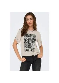 Kurzarmshirt Only "ONLFREE &ndash; T-Shirt mit Print f&uuml;r l&auml;ssige Kombinationen", Damen, Gr. L, beige (pumice stone print:dream), Jersey, Obermaterial: 70% Modal, 30% Polyester, bedruckt, regular fit normal, Rundhals, Shirts, modisch, Jersey, regular fit, Materialmix, Rundhals