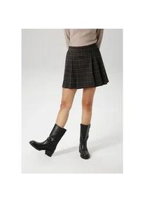 Faltenrock Aniston CASUAL, Damen, Gr. 44, schwarz, helltaupe, braun, kariert, Milano Rib, Obermaterial: 53% Polyester, 42% Viskose, 5% Elasthan, kariert, figurumspielend kniefrei, R&ouml;cke, im farbharmonischen Karo-Dessin