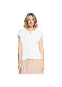 BETTY & CO Kurzarmshirt BETTY & CO "Damen mit Plissee", Damen, Gr. S, wei&szlig; (rohwei&szlig;), Obermaterial: 97% Polyester, 3% Elasthan, figurumspielend normal, Rundhals, Shirts, Plissee