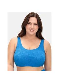 Bustier-Bikini-Top sheego, Damen, Gr. 56, Cup F, blau (kobaltblau), Elasthan, Polyamid, Bikini-Oberteile