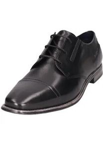 Schn&uuml;rschuh Bugatti, Herren, Gr. 48, schwarz, Leder, Schuhe Schn&uuml;rschuh, Blockabsatz, Abendschuh, Festtagsschuh mit Stretcheins&auml;tzen