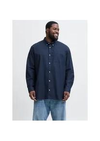 Jack & Jones PlusSize Langarmhemd "JPRBLUBROOK OXFORD SHIRT L/S NOOS PLS", Herren, Gr. 4XL, N-Gr, blau (navy blazer fit:slim fit), Web, Obermaterial: 97% Baumwolle, 3% Elasthan, JACK & JONES PLUSSIZE, unifarben, slim fit normal, Hemden