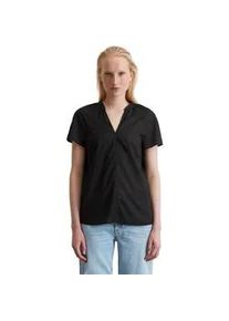 Marc O'Polo Kurzarmbluse MARC O'POLO "aus leichtem Baumwolle-Voile", Damen, Gr. 38, schwarz, Obermaterial: 100% Baumwolle, unifarben, regular fit normal, V-Ausschnitt, normaler Saum, Blusen