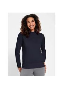 Stehkragenpullover Casual Looks "Pullover", Damen, Gr. 46, blau (marine), 100% Baumwolle, unifarben, Pullover Stehkragenpullover