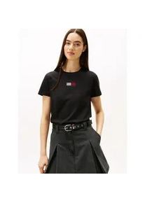 Tommy Hilfiger Kurzarmshirt TOMMY JEANS "TJW REG PARTY FLAG TEE EXT", Damen, Gr. XL (42), schwarz, Single Jersey, Obermaterial: 100% Baumwolle, bedruckt, regular fit, Rundhals, Shirts