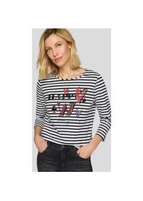 3/4-Arm-Shirt Rabe, Damen, Gr. 38, schwarz, Obermaterial: 95% Baumwolle, 5% Elasthan, bedruckt, gestreift, regular fit taillenbedeckt, Rundhals, gerader Abschluss, Shirts 3/4-Arm-Shirt, mit Schriftzug