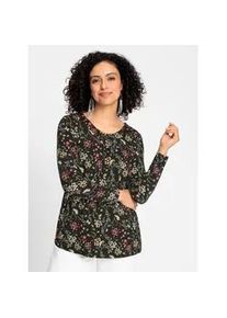 Print-Shirt Inspirationen "Shirttunika", Damen, Gr. 40, gelb (schwarz, ocker, bedruckt), 95% Viskose, 5% Elasthan, bedruckt, gebl&uuml;mt, gemustert, mehrfarbig, Rundhals, Shirts