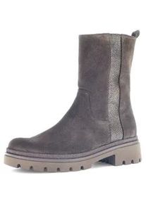 Stiefelette Gabor "FLORENZ", Damen, Gr. 38,5, taupe, Glattleder, Veloursleder, metallic, unifarben, Schuhe Stiefelette, Blockabsatz, RV-Boots, in Bequemweite G (= weit)