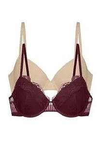 B&uuml;gel-BH Dorina "Emersyn", Damen, Gr. 75, Cup C, rot, beige, Obermaterial: 63% Polyamid, 30% Polyester, 7% Elasthan, BHs B&uuml;gel-BH, leicht gepolsterte Cups