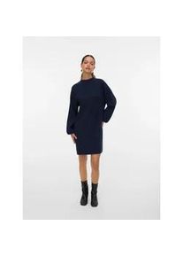 V&eacute;ro Moda Strickkleid VERO MODA "VMNANCY LS FUNNELNECK DRESS GA NOOS", Damen, Gr. XS, N-Gr, blau (navy blazer), Feinstrick, Obermaterial: 52% Viskose, 28% Polyester, 20% Nylon, unifarben, loose fit, Rippb&uuml;ndchen, Kleider Strickkleid