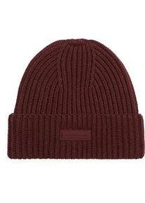 Beanie Tommy Hilfiger "TH FOUNDATION", Herren, marzemino, Strick, Baumwollmischung, M&uuml;tzen Beanie, Strick, mit gummiertem Logo und Wolle