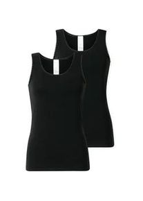 Unterhemd Schiesser "Modern Multipacks", Damen, Gr. 36, N-Gr, schwarz, Single Jersey, Obermaterial: 95% Baumwolle, 5% Elasthan, k&ouml;rpernah, Rundhals, Unterhemden Unterhemd, mit schmalem Spitzenband, Single Jersey, bequem