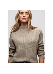 Stehkragenpullover Street One, Damen, Gr. 38, mocha glow meliert, Strick, Obermaterial: 37% Baumwolle, 34% Polyacryl, 26% Polyester, 3% Elasthan, bequem h&uuml;ftbedeckend, Rundhals, Pullover Stehkragenpullover, mit dezentem Strukturmuster