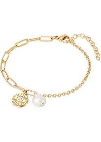 Armband Valero Pearls "VP759", gelbgold, wei&szlig;, Armb&auml;nder, Damen, Edelstahl, Armband, mit S&uuml;&szlig;wasser-Zuchtperle