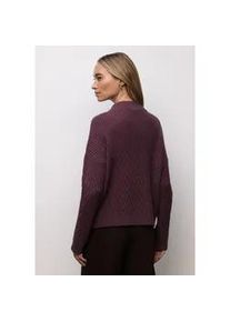 Strickpullover Street One, Damen, Gr. 46, jazz berry, Web, 50% Viskose, 28% Polyester, 22% Polyamid, unifarben, regular fit normal, Rundhals, B&uuml;ndchen, Pullover Strickpullover, mit Materialmix