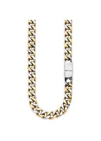 Edelstahlkette Bruno Banani "Schmuck Geschenk breite Kette bicolor", edelstahlfarben, gelbgoldfarben, Halsketten, Herren, Edelstahl, L: 55 B: 12mm, Edelstahlkette, B:12mm