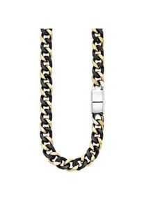Edelstahlkette Bruno Banani "Schmuck Geschenk breite Kette bicolor", gelbgoldfarben, schwarz, Halsketten, Herren, Edelstahl, L: 55 B: 12mm, Edelstahlkette, B:12mm