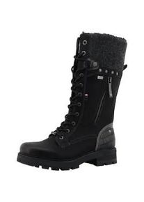 Winterstiefel Mustang SHOES "Darleen", Damen, Gr. 39, Normalschaft, schwarz, Lederimitat, Textil, Schuhe Winterstiefel, Schn&uuml;rstiefel mit Rei&szlig;verschluss