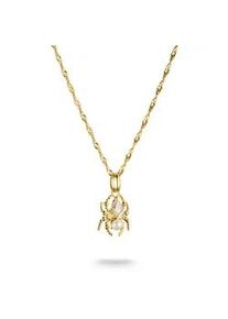 Kette mit Anh&auml;nger Thomas Sabo "True Romance Halskette Spinnen-Design goldfarben" Gr. 45, gelbgoldfarben, kristallwei&szlig;, wei&szlig;, Halsketten, Herren, 45, Perlen Silber 925 (recycelt), B: 1,7mm, Perlen, Silber 925 (recycelt), mit Zirkonia (synth.) - mit S&uuml;&szlig;wasserzuchtperle, B:1,7mm