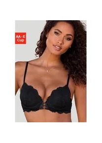 Push-up-BH Lascana, Damen, Gr. 75, Cup E, schwarz, Microtouch, Obermaterial: 60% Polyamid, 35% Polyester, 5% Elasthan, BHs Push-up-BH, in aufregender Leo-Optik, sexy Dessous
