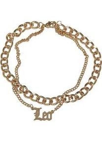 Edelstahlkette Urban Classics "Urban Classics Unisex Zodiac Golden Anklet" Gr. S, leo, Halsketten, Herren, S/M, Eisen Stahl, Eisen, Stahl, Edelstahlkette