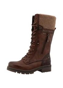 Winterstiefel Mustang SHOES "Darleen", Damen, Gr. 38, Normalschaft, braun, Lederimitat, Textil, used, Schuhe Winterstiefel, Schn&uuml;rstiefel mit Rei&szlig;verschluss