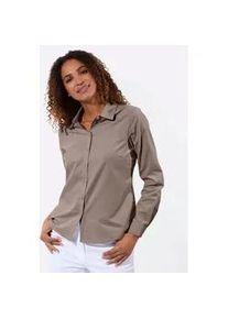 Hemdbluse Casual Looks, Damen, Gr. 46, taupe, 100% Baumwolle, unifarben, Blusen Hemdbluse