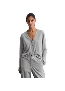 Marc O'Polo Cardigan MARC O'POLO "aus feiner Merinowolle", Damen, Gr. S, grau (light grau melange), Obermaterial: 100% Schurwolle, unifarben, slim fit, V-Ausschnitt, Strickjacken