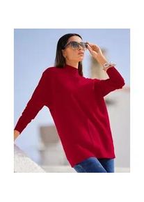 Strickpullover Heine "Pullover", Damen, Gr. 48, rot, 100% Baumwolle, unifarben, Pullover Strickpullover