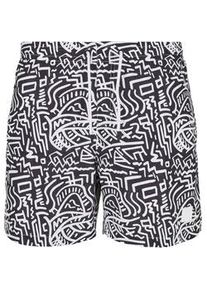 Badeshorts Urban Classics "Urban Classics Herren Pattern Swim Shorts", Herren, Gr. XXL, US-Gr&ouml;&szlig;en, signs aop, 100% Polyester, Badehosen Badeshorts