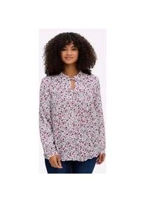 Druckbluse sheego, Damen, Gr. 52, ecru, erika, bedruckt, 100% Viskose, bedruckt, gebl&uuml;mt, gemustert, mehrfarbig, Blusen Druckbluse