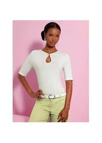 CR&Eacute;ATION L Langarmshirt CREATION L "Modal-Shirt", Damen, Gr. 46, ecru, 95% Modal, 5% Elasthan, unifarben, Rundhals, Shirts Langarmshirt
