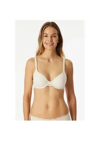 B&uuml;gel-BH Schiesser "Unique Cotton", Damen, Gr. 85, Cup C, wei&szlig; (off, wei&szlig;), Obermaterial: 90% Baumwolle, 10% Elasthan, BHs B&uuml;gel-BH, Spitzenband, mit Schale