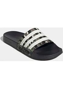 Badesandale Adidas SPORTSWEAR "SHOWER ADILETTE", Damen, Gr. 47, core schwarz, aluminium, tent gr&uuml;n, Synthetik, Schuhe Badelatschen Pantolette, Badelatschen