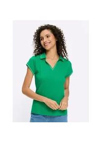 Kurzarmshirt Heine "Shirt", Damen, Gr. 42, grasgr&uuml;n, 95% Baumwolle, 5% Elasthan, unifarben, V-Ausschnitt, Shirts