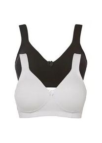Minimizer-BH bonprix "Minimizer T-Shirt BH ohne B&uuml;gel mit Baumwolle (2er Pack)", Damen, Gr. 100, Cup G, schwarz (schwarz, wei&szlig;), Obermaterial: 95% Baumwolle, 5% Elasthan. Futter: 95% Baumwolle, 5% Elasthan, BHs Minimizer-BH, b&uuml;gelloses Design, f&uuml;r den Alltag, klassische Passform
