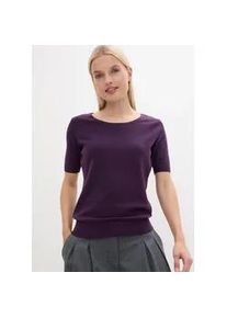 Strickpullover bonprix "Kurzarm Pullover", Damen, Gr. 56/58 (XXXL), lila (dunkellila), Obermaterial: 70% Baumwolle, 30% Polyamid, figurbetont, Pullover Strickpullover, aus Baumwolle und Polyamid, Kurzarm-Design, figurbetonte Passform