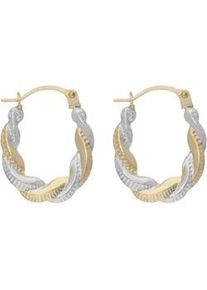 Paar Creolen Firetti "Schmuck Geschenk Gold 375 Ohrschmuck Ohrringe bicolor", gelbgoldfarben, wei&szlig;goldfarben, Ohrringe, Damen, Gelbgold 375