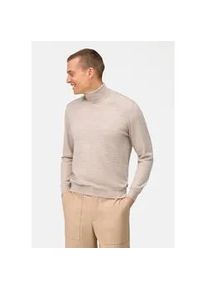 Rollkragenpullover OLYMP "OLYMP Casual Strick", Herren, Gr. XL, hellbeige, 100% Schurwolle, Pullover Rollkragenpullover