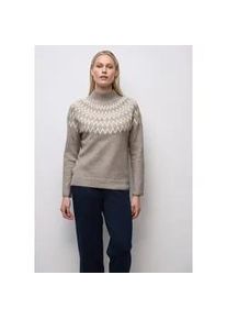 Strickpullover Street One, Damen, Gr. 42, sandstone mocha meliert, Web, 37% Baumwolle, 34% Polyacryl, 26% Polyester, 3% Elasthan, Strukturmuster, regular fit normal, hoch geschlossener Ausschnitt, B&uuml;ndchen, Pullover Strickpullover, im soften Baumwoll-Mix