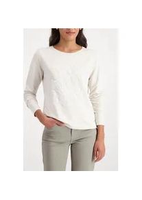 Langarmshirt monari "Shirt Pailletten Stick", Damen, Gr. 44, pearl, Web, Obermaterial: 70% Viskose, 25% Modal, 5% Elasthan, unifarben, regular fit taillenbedeckt, Rundhals, eingesetzt abgesteppte Kante, Shirts Langarmshirt, Regular fit mit Rundhalsausschnitt