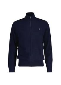 Sweatshirt Gant "Strickjacke EXTRAFINE LAMBSWOOL ZIP CARDIGAN", Herren, Gr. M, blau, Obermaterial: 90% Wolle NZW. 10% Polyamid PA., Sweatshirts Sweatshirt