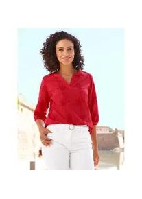 Schlupfbluse Inspirationen, Damen, Gr. 44, erdbeere, 100% Baumwolle, unifarben, V-Ausschnitt, Blusen Schlupfbluse