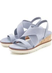 Sandalette Lascana "Sommerschuh, offener Schuh, Sandale", Damen, Gr. 36, hellblau, Obermaterial: 100% Textilmaterial. Decksohle: 100% Textilmaterial. Futter: 100% Lederimitat. Laufsohle: 100% Synthetik, unifarben mit Farbeinsatz, Basic, Schuhe Sandalette, mit elastischen Riemchen VEGAN