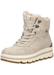 Schn&uuml;rstiefelette Tom Tailor "Tom Tailor Stiefelette Lederimitat/Textil", Damen, Gr. 37, cream, Lederimitat, Textil, Schuhe Schn&uuml;rstiefelette