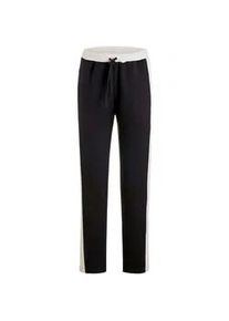 Homewearhose GOLDNER "Sportive, bequeme Stoffhose aus Viskose", Damen, Gr. 54, N-Gr, schwarz (schwarz, beige), Obermaterial: 64% Viskose CV. 30% Polyester PES. 6% Elasthan EL., figurumspielend, Homewear-Sets, seitliche Eins&auml;tze