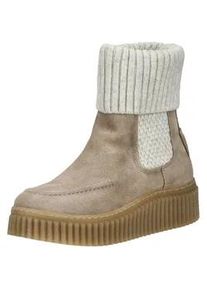 Marc O'Polo Plateaustiefelette MARC O'POLO "Marc O'Polo Stiefelette Veloursleder/Textil", Damen, Gr. 39, taupe, Textil, Veloursleder, Schuhe